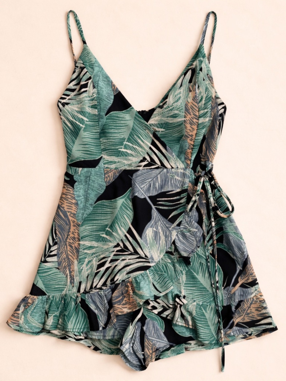 Blue Blush Tropical Wrap Romper